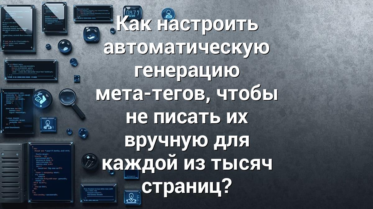 Как настроить автоматическую генерацию мета-тегов, чтобы не писать их вручную для каждой из тысяч страниц?